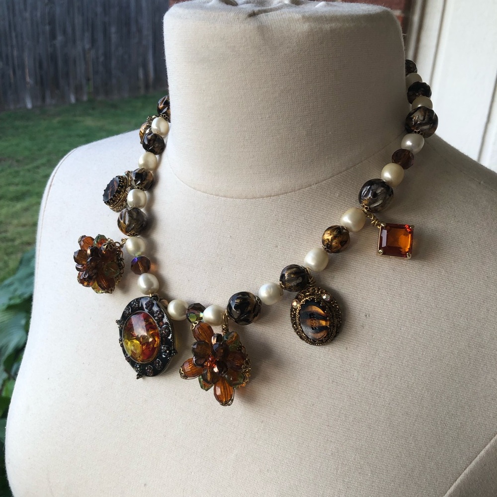“Wild Kingdom” 🐅🐆🐘 Hand crafted necklace from upcycled vintage jewelry items